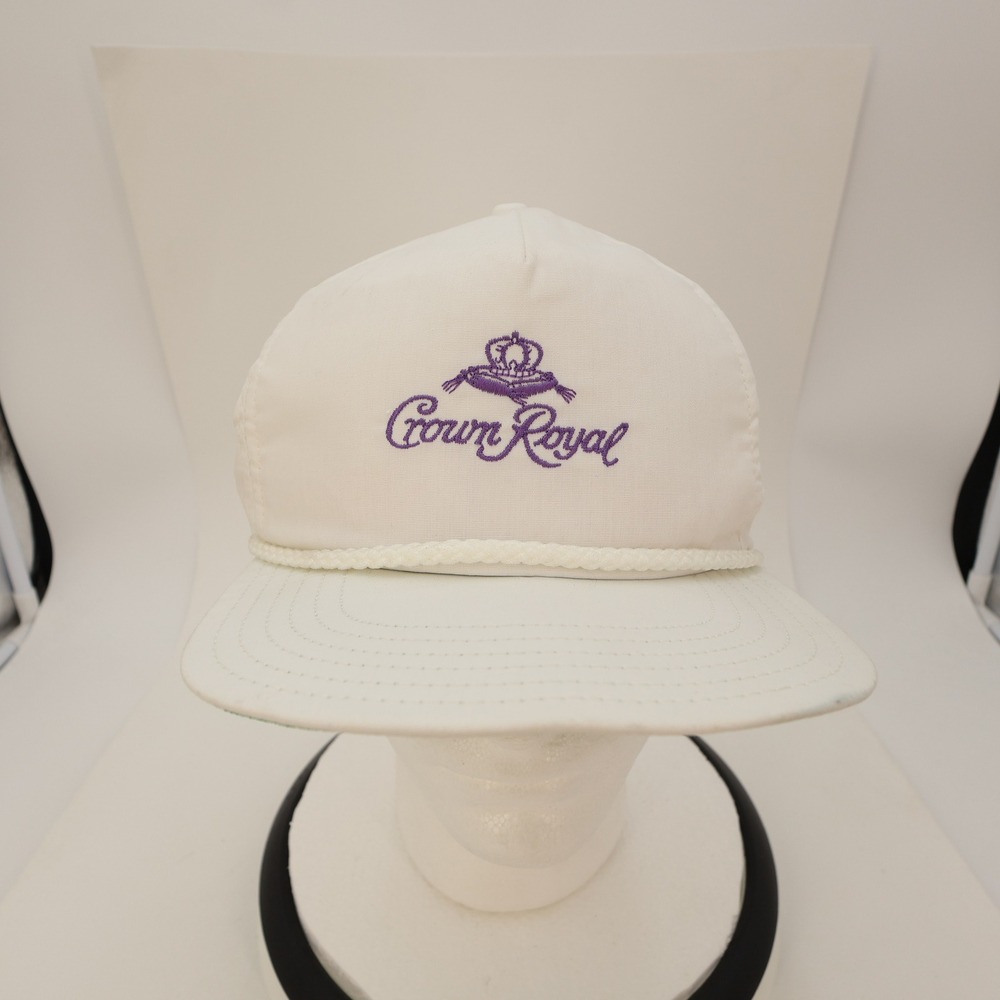Vintage Crown Royal White Purple Snapback Rope Hat Made in USA Mens OSFA